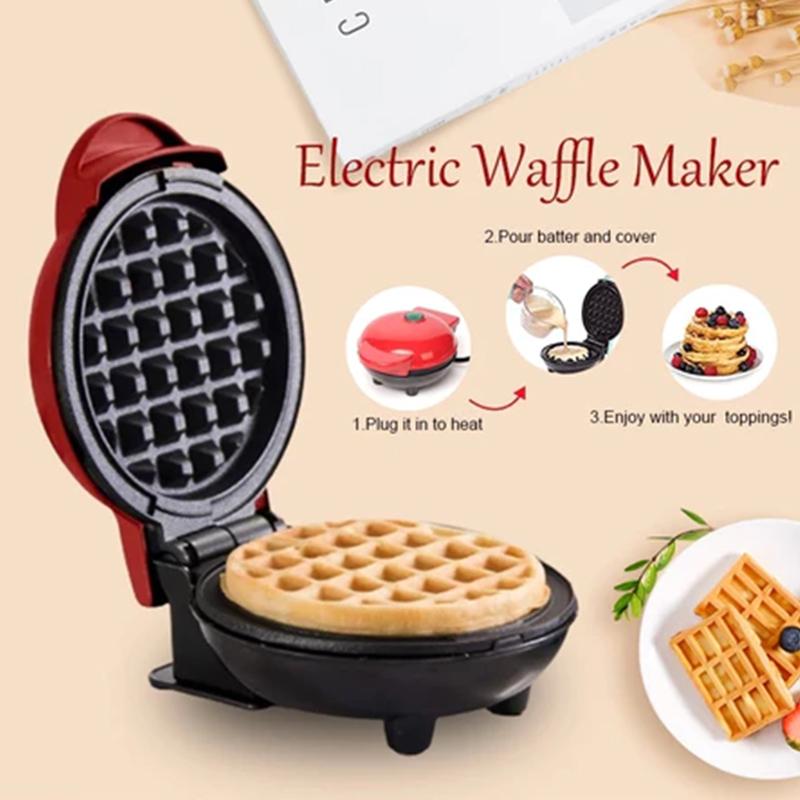 US-Stecker Tragbarer Mini Elektrischer Waffelmaker Antihaftbeschichtete Pfanne Leicht zu Reinigen Kinderfrühstück Toaster Maschine Eierkuchen Sandwich