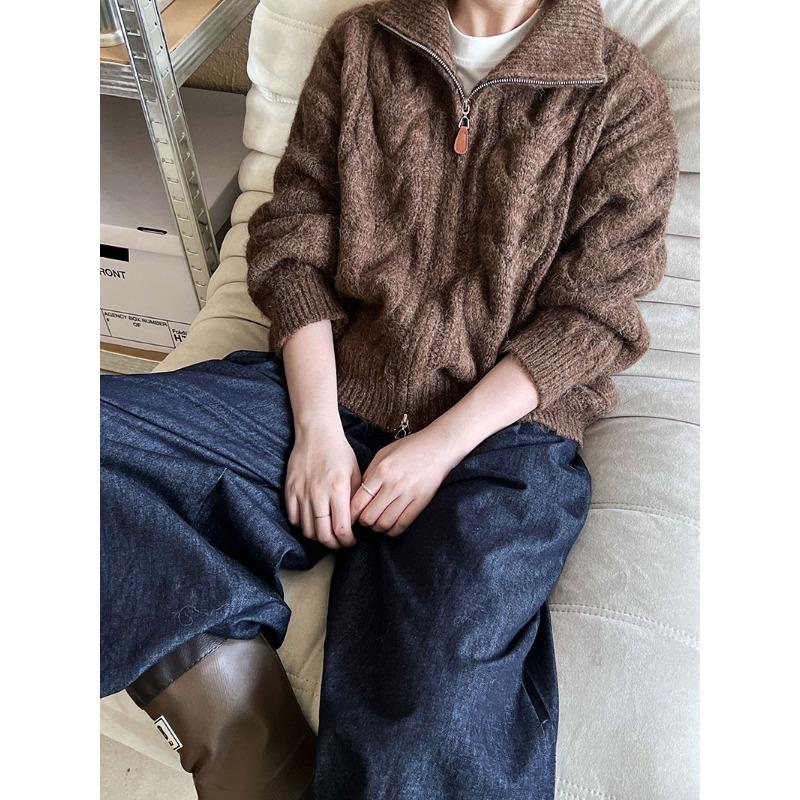 

Maillard короткий осенний топ водолазка свитер кардиган женский осенне-зимний новый свободный вязаный жакет One size