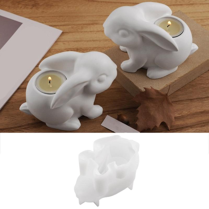 Flexible Silicone Mold Rabbit Shape Silicone Candlestick Moulds Suitable for Creating Decorative Candle and Resin Crafts