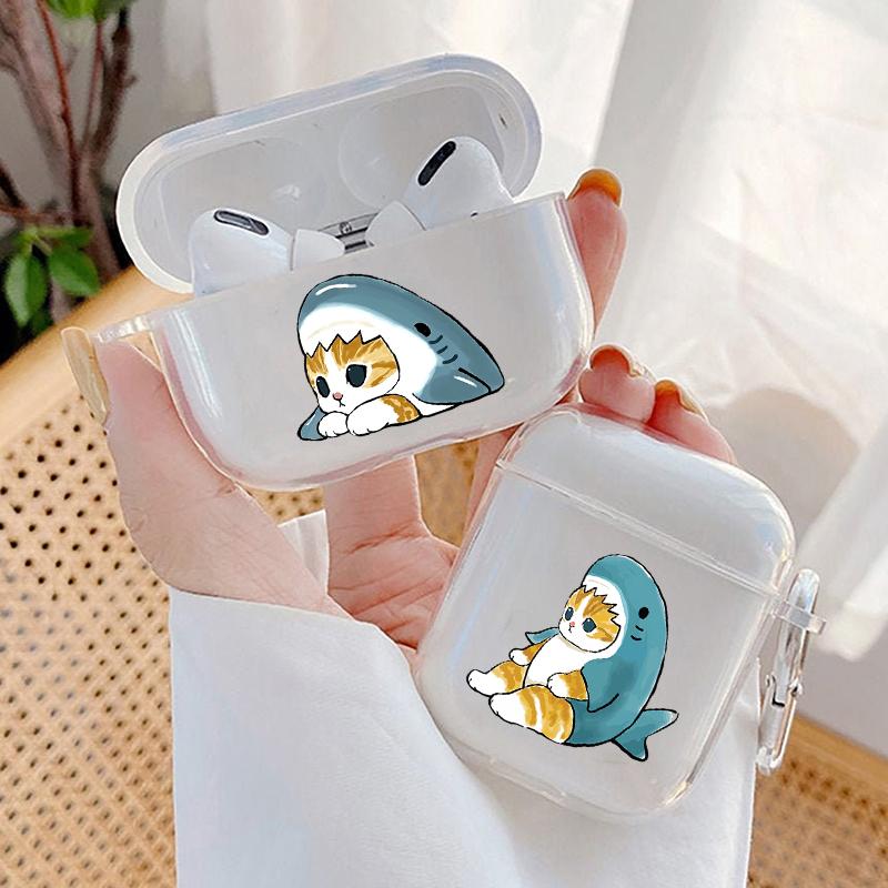 

Мягкий чехол из ТПУ для Apple Airpods Pro 2 3 1, чехлы с рисунком акулы, кота, мягкий прозрачный чехол для наушников, беспроводной чехол для наушников Airpod