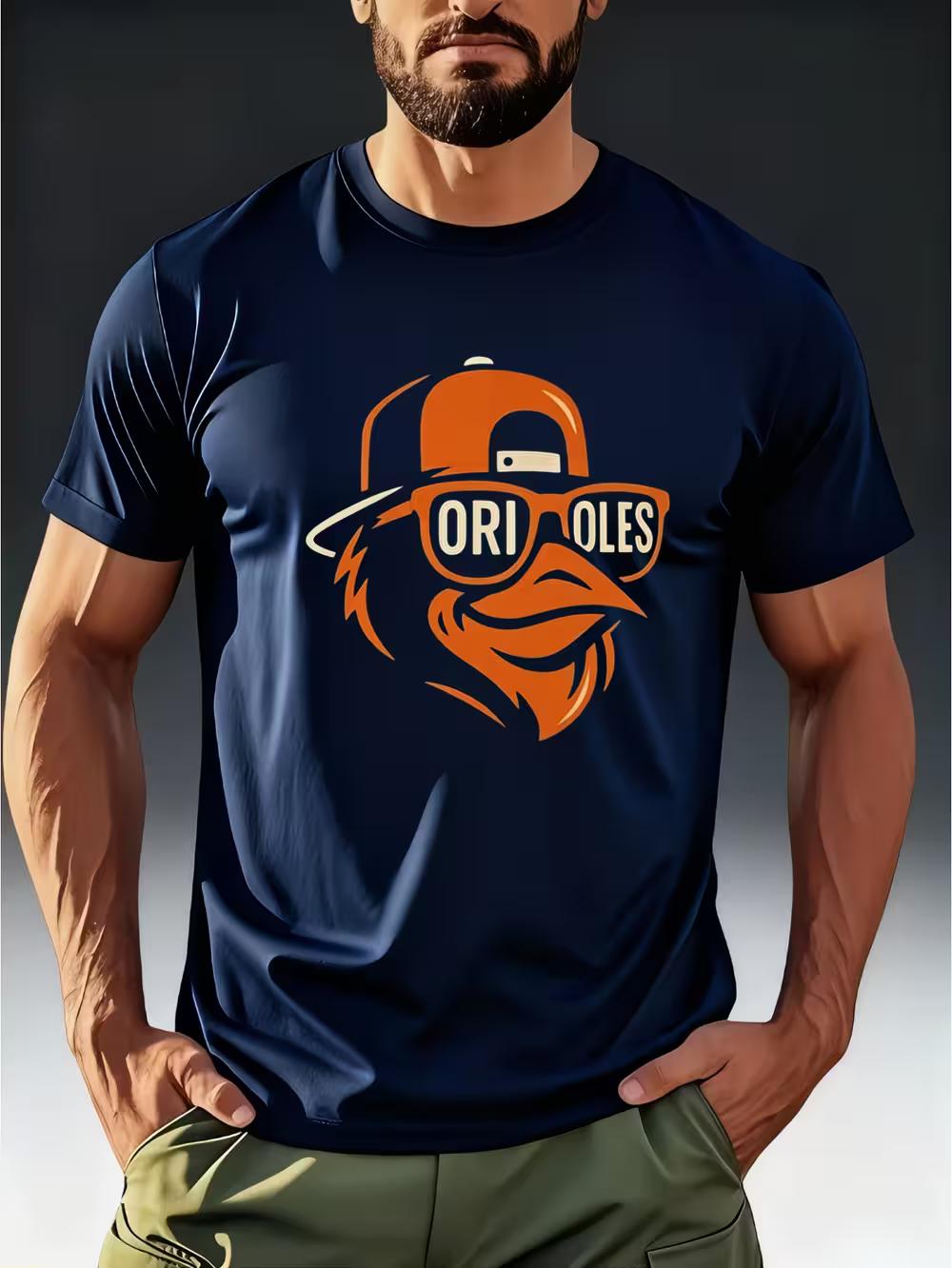 Men S Street Fashion Short-Sleeve T-Shirt Featuring a  Birds Town  Color-Block Print XXXXL