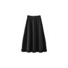 Retro Style Ruffled Patchwork Midi Skirt - Autumn/Winter, Loose Fit, High Waist, Wide Hem, A-line Skirt for Women