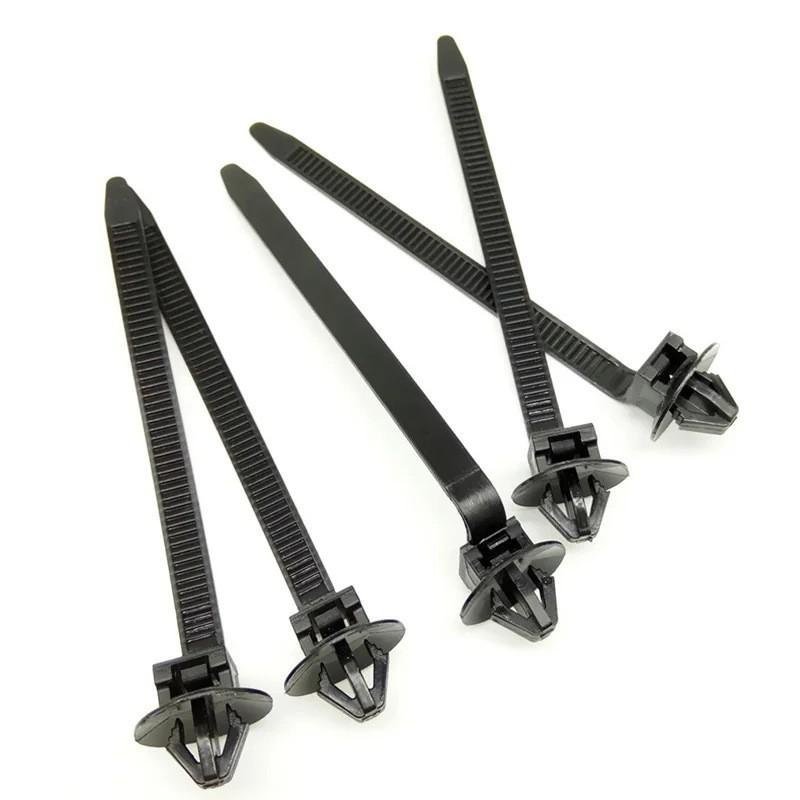 10/20Pcs Car Nylon Black Cable Ties Push Mount Wire Harness Fastener Cable Clamp Clips Ties Management Car Wire Organizers
