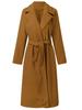 Women's Spring/Autumn Simple V-neck Wool Long Coat with Tie