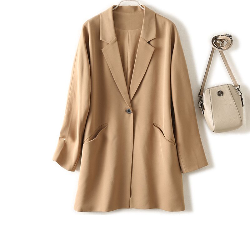 

Fashion Wind Field Boutique Suit Collar Drape Coat Khaki 4XL