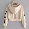Womens Letters Long Sleeve Hoodie Sweatshirt Pullover Tops Blouse
