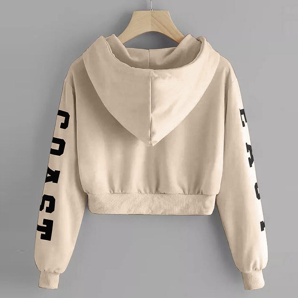 Womens Letters Long Sleeve Hoodie Sweatshirt Pullover Tops Blouse