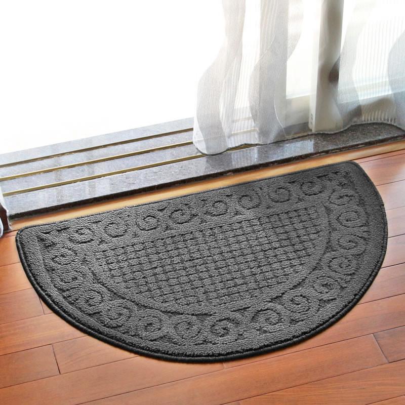 Solid Color Retro Semi-circular Dust Removal Door Mat Home Household Bathroom Non-slip Floor Rug