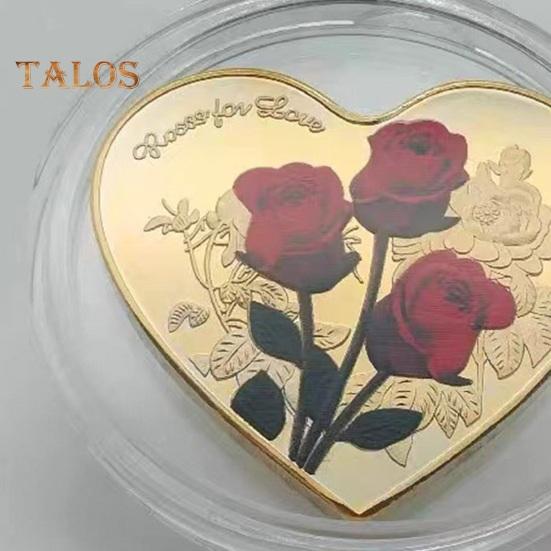 Lucky Love Commemorative Coin Creative Shape Double-sided Design Romantic Elements Valentine's Day Challenge Coin