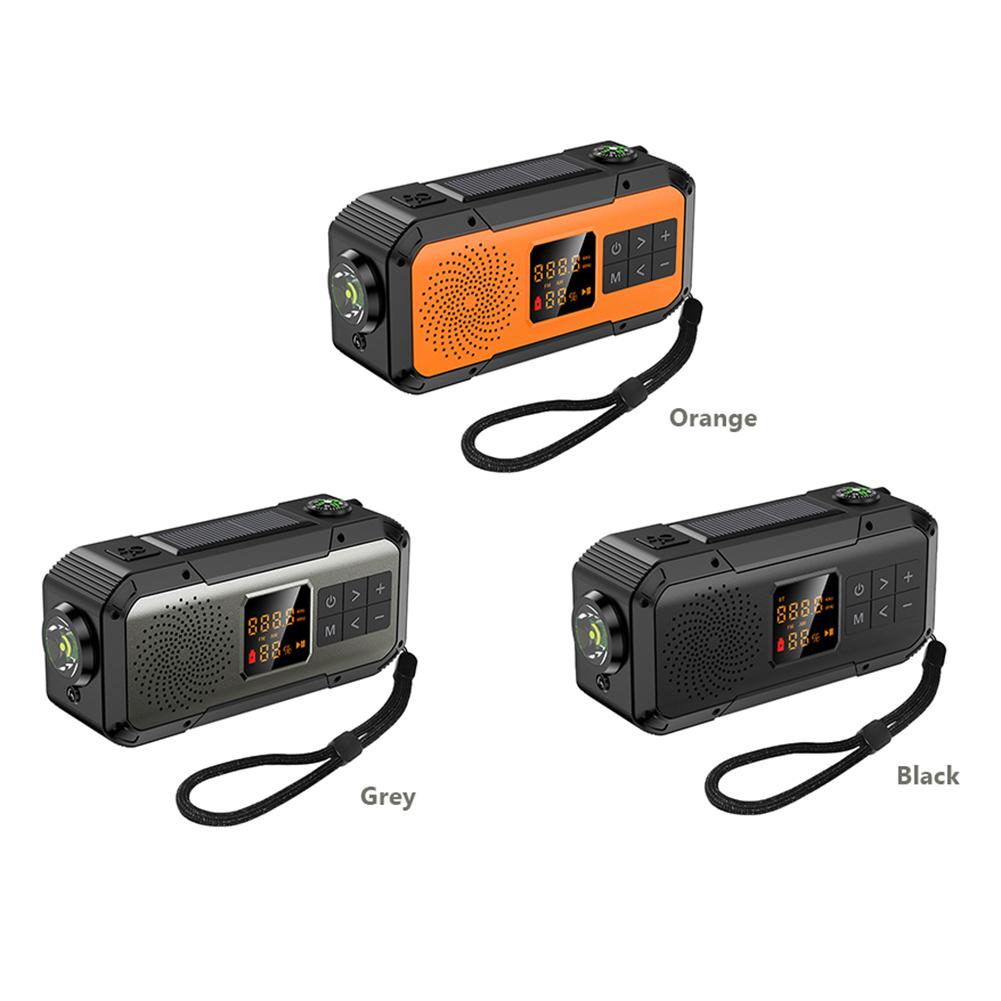 Emergency Hand Crank Radio Solar Radio with BT Flashlight SOS Compass AM/FM/WB/NOAA Weather Radio for Indoor Outdoor Emergencies