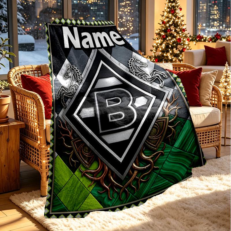 Custom Name Personalized Borussia Monchengladbach Print Blanket, Home Decor, Bedroom, Sofa, Camping, Couch, Gifts for Birthday Christmas