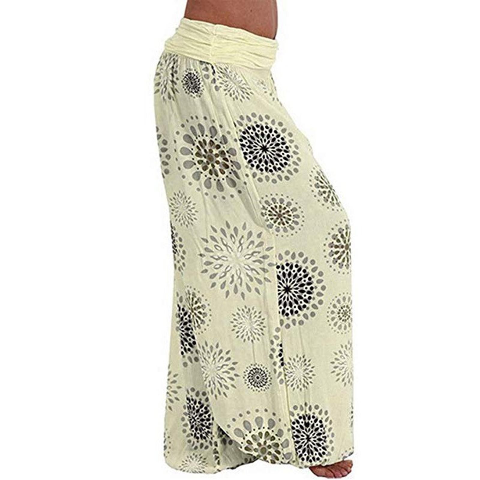 

Women s Digital Print Long Wide Leg Pants Harlan Casual Pants XL жовтий