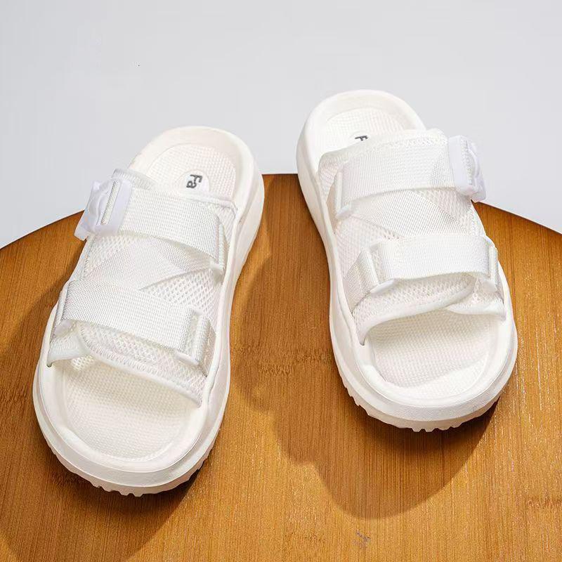 Fashion 2025 Summer New Mesh Slippers for Men Fashion Casual Soft-soled Beach Shoes Male Solid Color Outwear Flip Flops Man