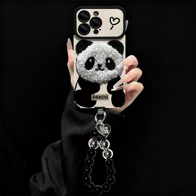 Großes Fenster niedlicher Panda Aufkleber für Apple 17PROMAX Handyhülle mit Armband iPhone16 weich 14
