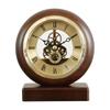 130MM Solid Wood Perspective Mantel Clock with Visible Internal Rotating Gears, Office Desk Clock