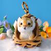 Simulated Tiger Plush Toy with Portable Bed Soft Fluffy PP Cotton Stuffed Giraffe Leopard Lion Animal Plushie Doll Home Decoration Kids Birthday Gift