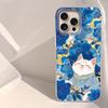 Korean Cute White Cat Vortex Pattern Phone Case for iphone 16 15 14 7 8 Plus 13 11 12 Pro Max X XS XR SE 2022 2020 16e TPU Cover