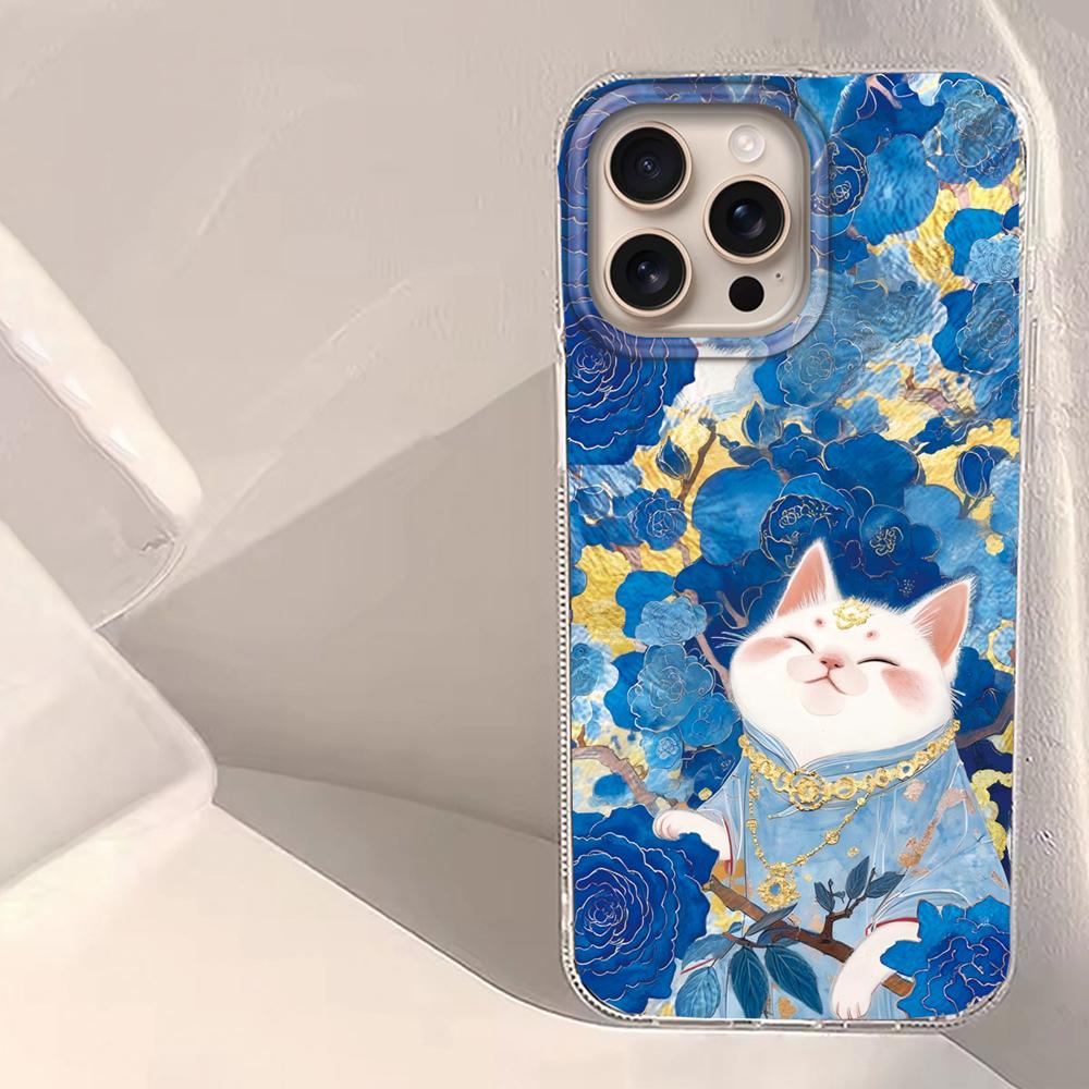 Korean Cute White Cat Vortex Pattern Phone Case for iphone 16 15 14 7 8 Plus 13 11 12 Pro Max X XS XR SE 2022 2020 16e TPU Cover