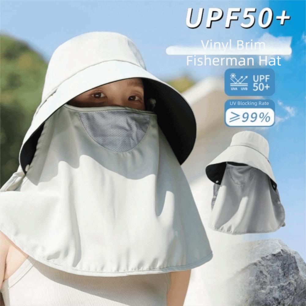 Wide Brim Sunscreen Fisherman Hat Breathable Neck Flap Hat Sunscreen Cap Sunshade Sun Hat  Beach