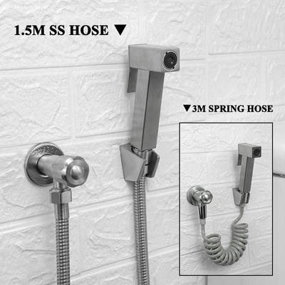 Gebürsteter tragbarer Bidet-Sprayer 304 Edelstahl WC-Bidet-Armatur Kaltes Badezimmer Shattaf-Ventil Jet-Set Einlaufdusche für Po
