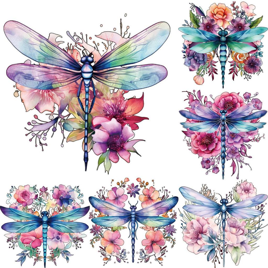 Watercolor Dragonfly Thermal Patch A-Level Washable Thermal Press Diy Vinyl Hoodies Tops Clothing Patches Print On T-Shirt Jeans