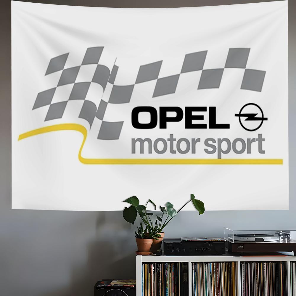 O-Opels Motor Sport Metal Logo Flags Sunproof Wind-resistant Outdoor Flag, Festival Decor for Courtyards & Gardens Shops Camping