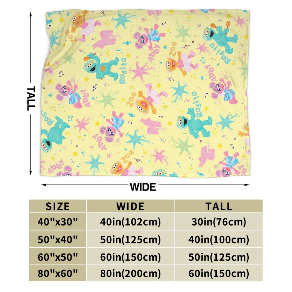 Super Warm Blanket Airplane Travel  Zoe and Rosita on Yellow Bedding Throws S-Sesames Streets Flannel Bedspread For Couch Bed
