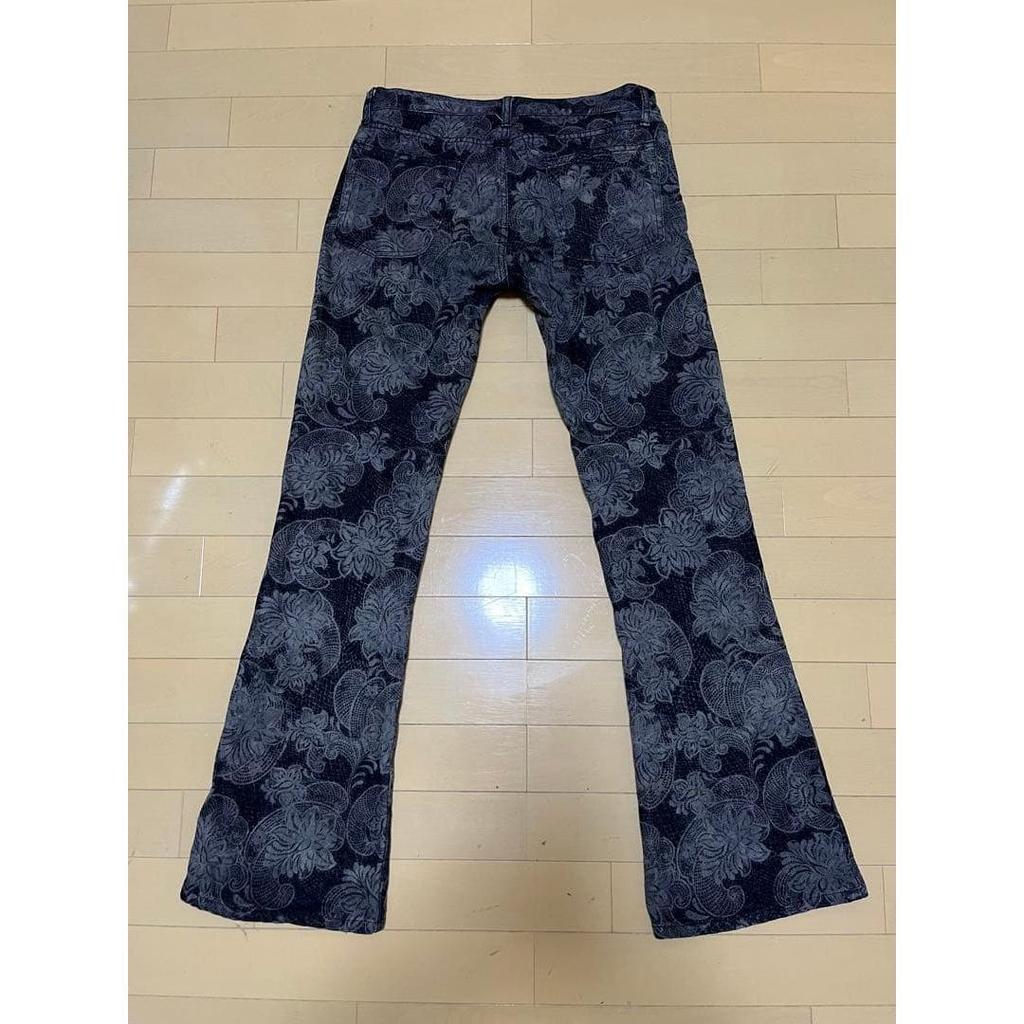 Used Edge Japanese Pattern Botanical Bandana Style Boot Cut Flare