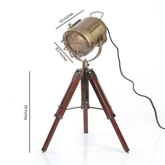 Home Décor Antique Spot Light Table Tripod Antique Collectible Search Light