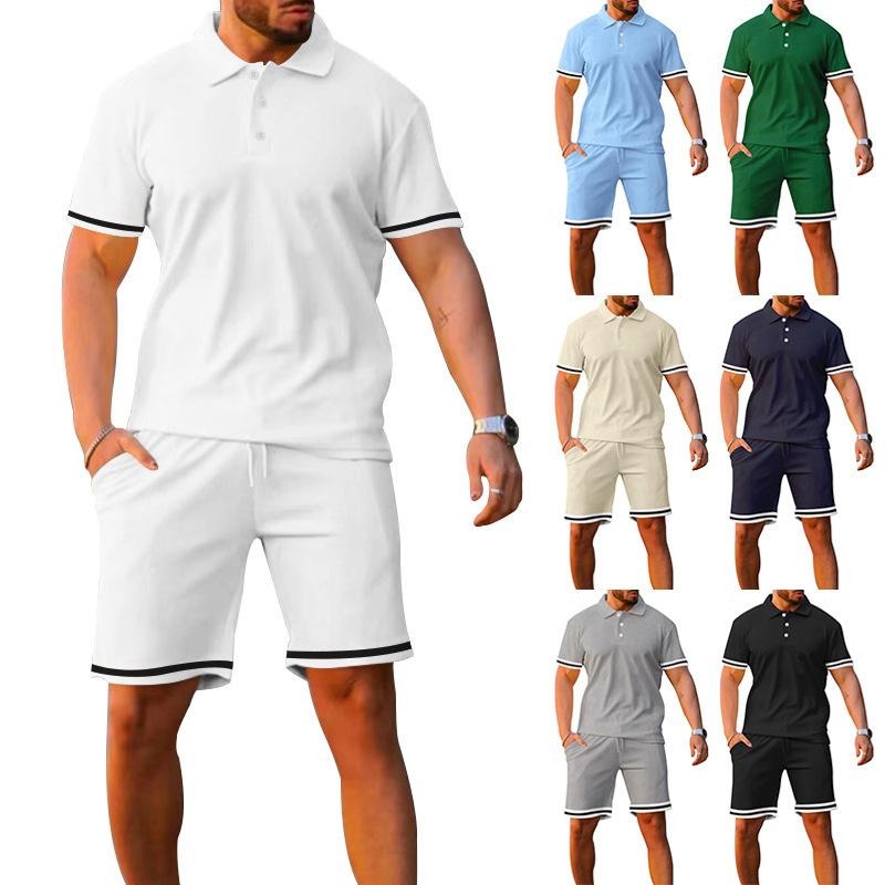 Summer Short Sleeved Shorts Sports and Leisure Men's Set