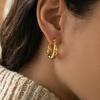 European Minimalist Geometric U-Shaped Handbag Earrings, 18K Gold-Plated Stainless Steel, Light Luxury Design.