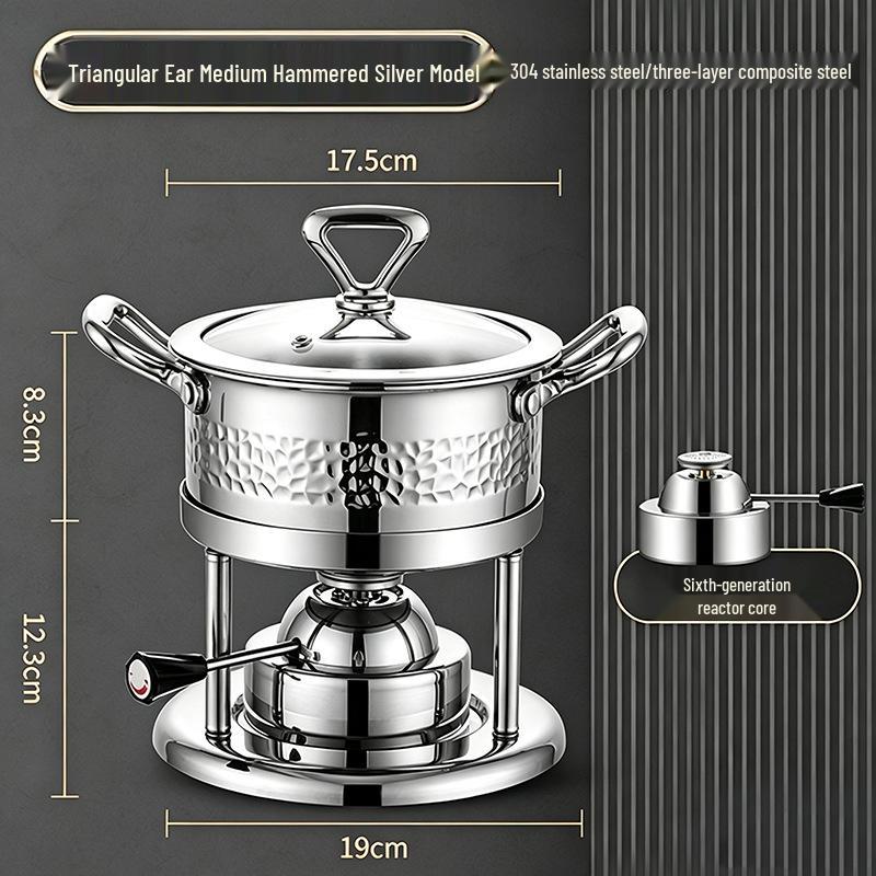 304 Stainless Steel Single-Person Hot Pot with Inflatable Gas Stove for Home, Commercial, and Camping Use