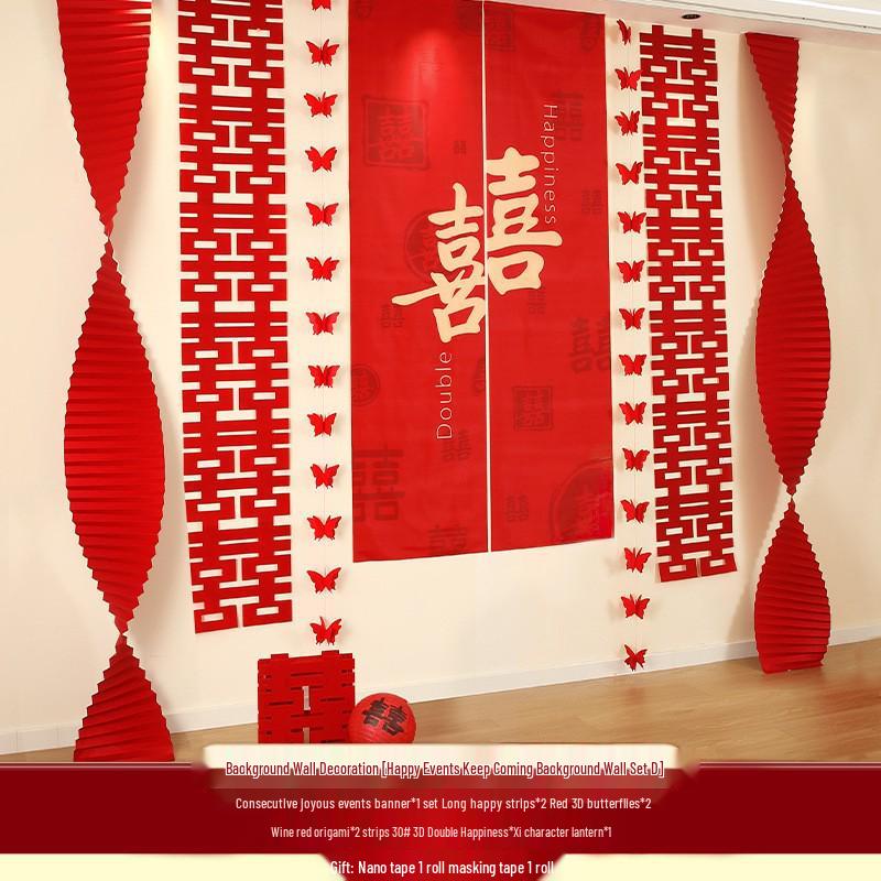 Wedding Butterfly Decoration Set: Happy Character Curtains & Bunting for Living Room & Bedroom