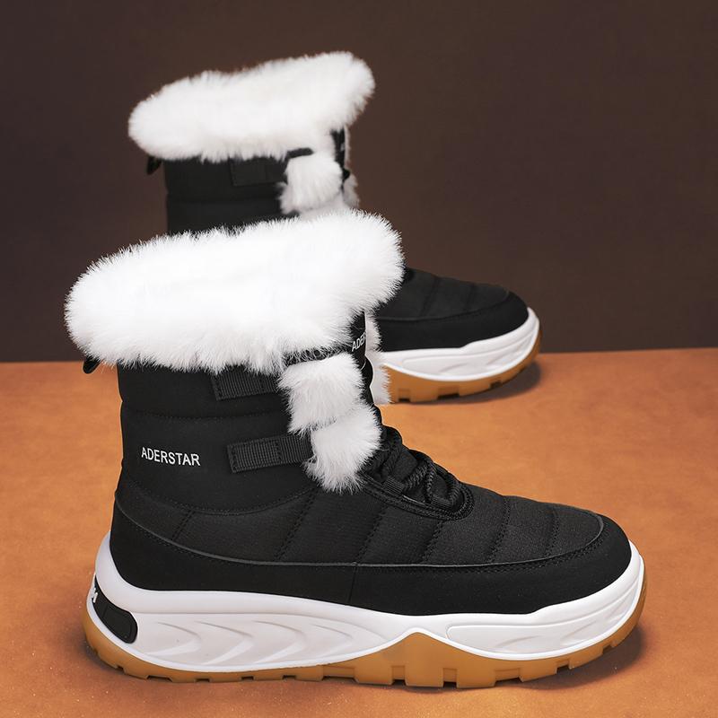 

Осенне-зимние высокие мужские хлопковые ботинки с нескользящей подошвой для снегоходов 42 чёрный