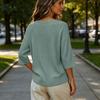 Maglione Casual da Donna con Scollo a V, Vestibilità Larga, Maniche a Tre Quarti
