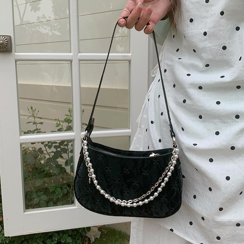 

Модные сумки через плечо из искусственной кожи для женщин, повседневные женские сумки с бантом и жемчужной цепочкой, стильные женские сумки с ромбовидной решеткой