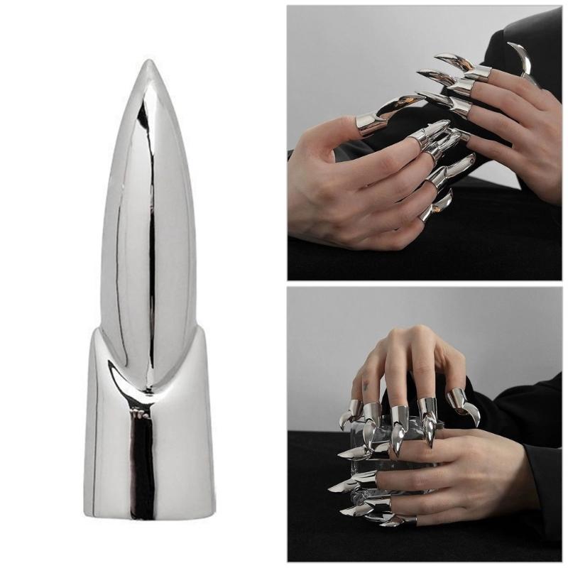 Edgy Wolf Claw Shaped Protective Finger Ring Alloy Stylish Nail Guard Accessory For Modern Fashion Enthusiasts