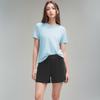 Women's Short Sleeve Round Neck Cotton-Spandex Yoga T-Shirt - Soft, Comfortable, Solid Color for Fitness & Casual Wear.