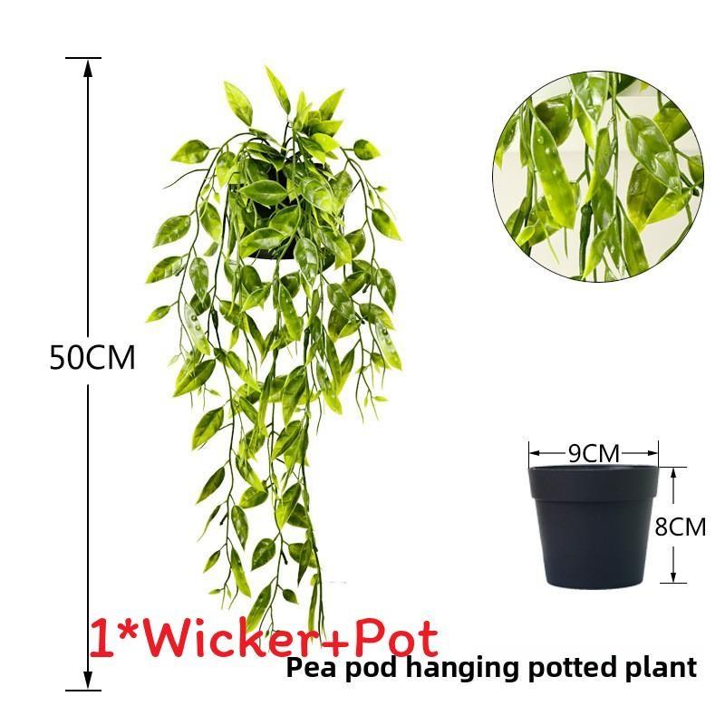 Faux Hanging Vine Plant With Green Leaves For Balcony And Party Decoration