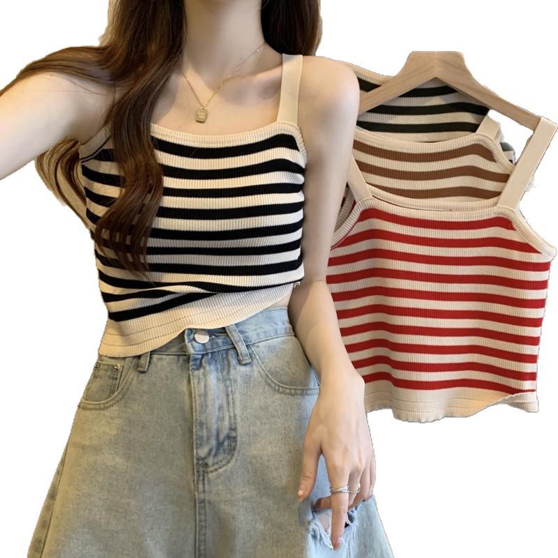 Women's Color Block Striped Camisole - Sleeveless Slim Fit Knit Top
