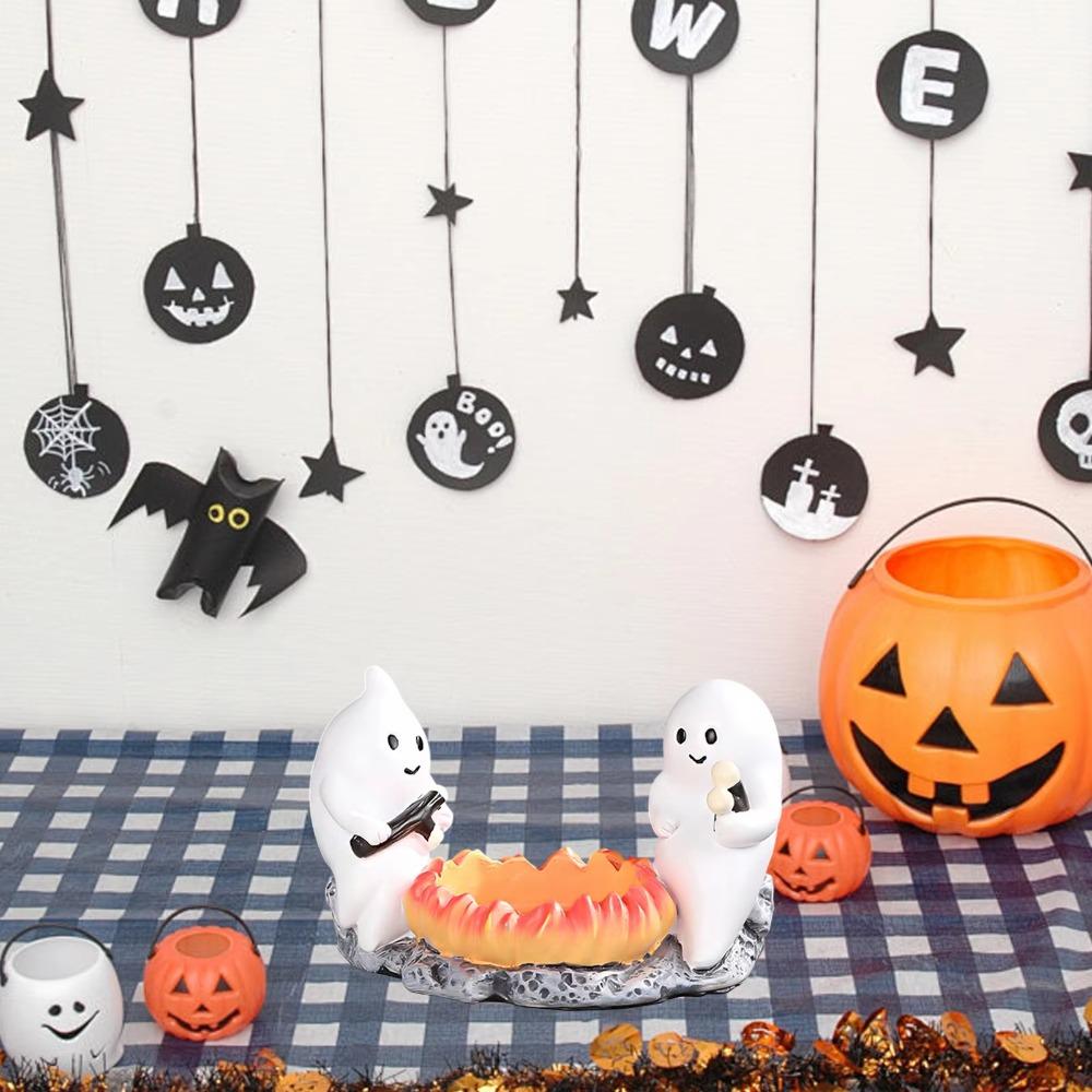 Vintage Pumpkin Candelabra Cartoon Ghost Candlestick Halloween Candle Holder  Table Centerpiece