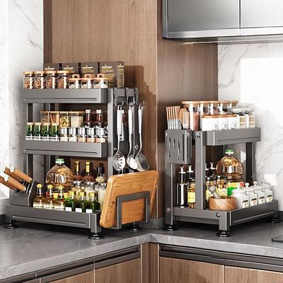 BieYing 3-stöckiger Küchenarbeitsplatten-Organizer mit Utensilienhalter