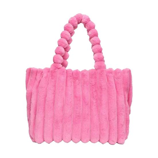 Plysj Skulderveske Dame Fuzzy Tote Fluffy Håndveske Ensfarget Furry Lommebok Vintergave