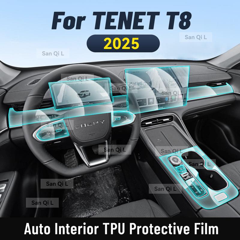 For TENET T8 2025 Car Center Console Media Dashboard Navigation TPU Anti-scratch Protector Interior Film Sticker