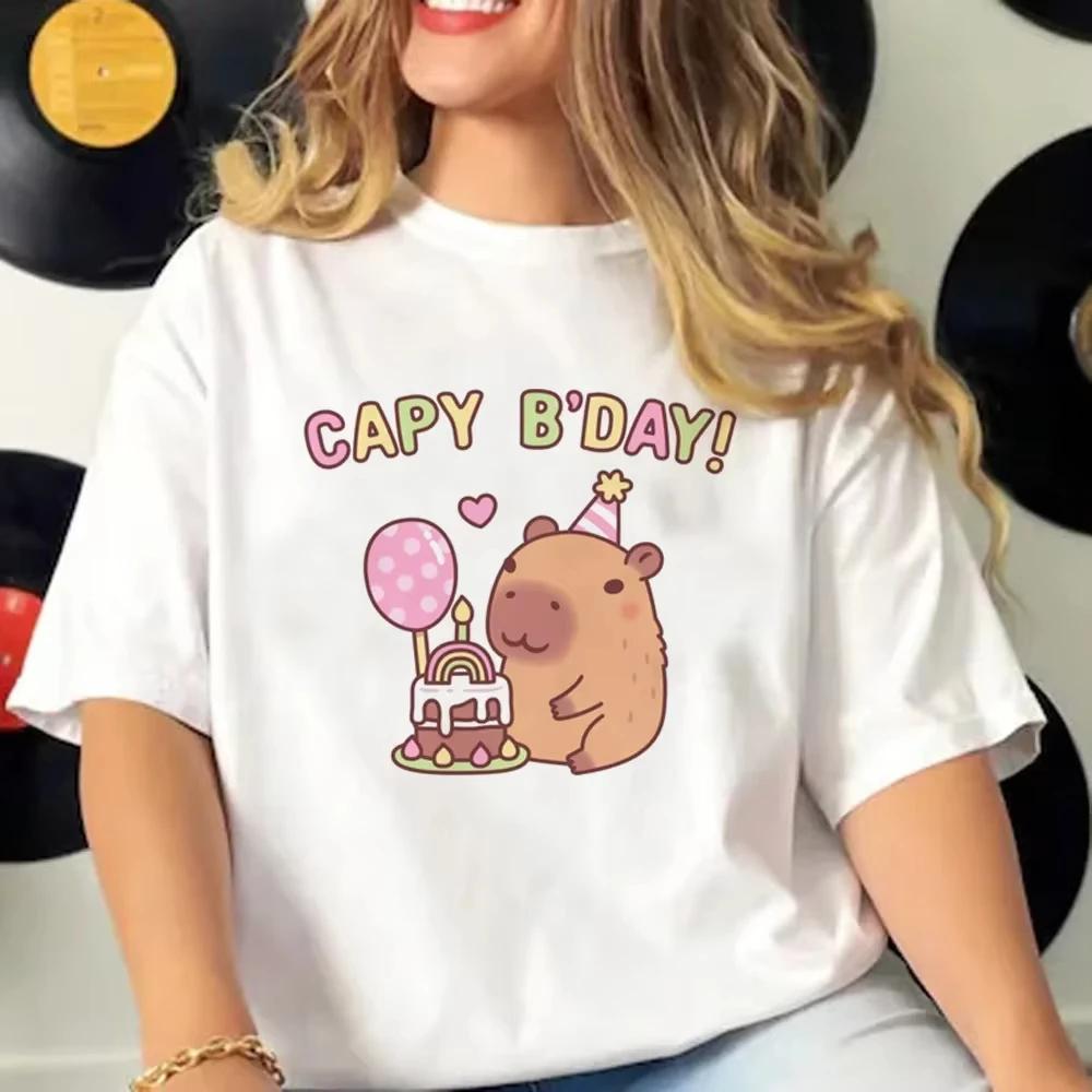 

ЛЕТО 2025 Футболки с капибарой 2D Женские Футболка с графикой манги Харадзюку Топ Женская Японская манга Дизайнерская одежда дышащая 4XL