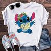 New Disney Women T-shirt Kawaii Lilo Stitch Print Tee Shirts Fashion Short Sleeve T Shirt Female Streetwear Y2k Clothes Top