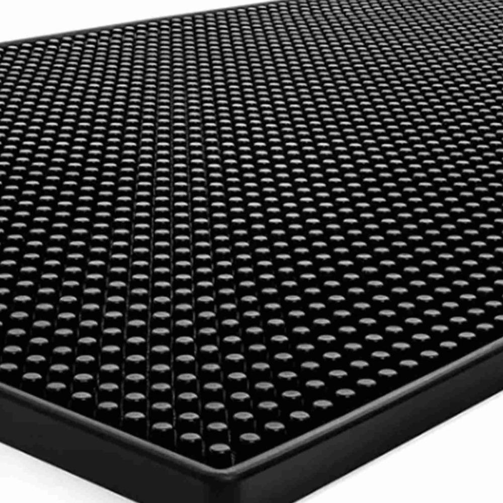 2pcs Black Draining Placemat Heat Resistant Bar Service Mat Heat Insulation Pad Bartender