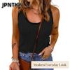JPNTKY Women's Fashion Casual Solid Color Print U-Neck Sleeveless Blouses & Shirts