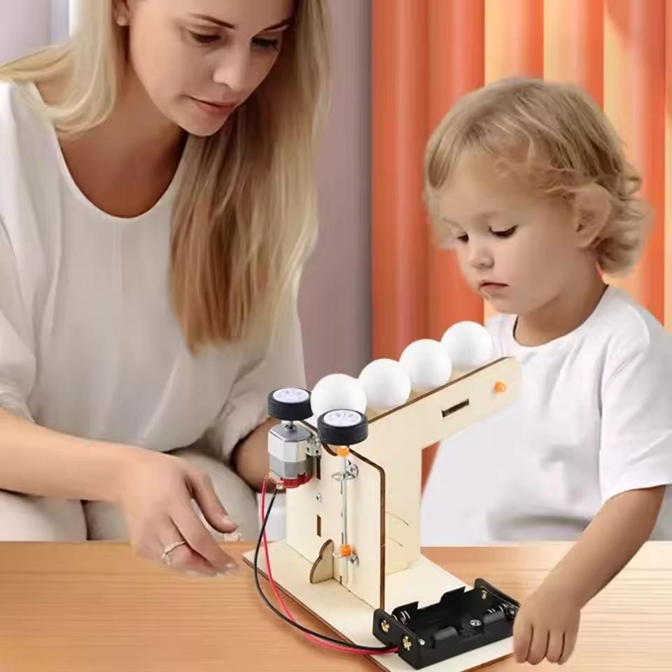 Diy Automatic Ball Server Machine Stem Science Toy Kinetic Energy Transfer Experiment Kids Handmade Assembly Educational Tool