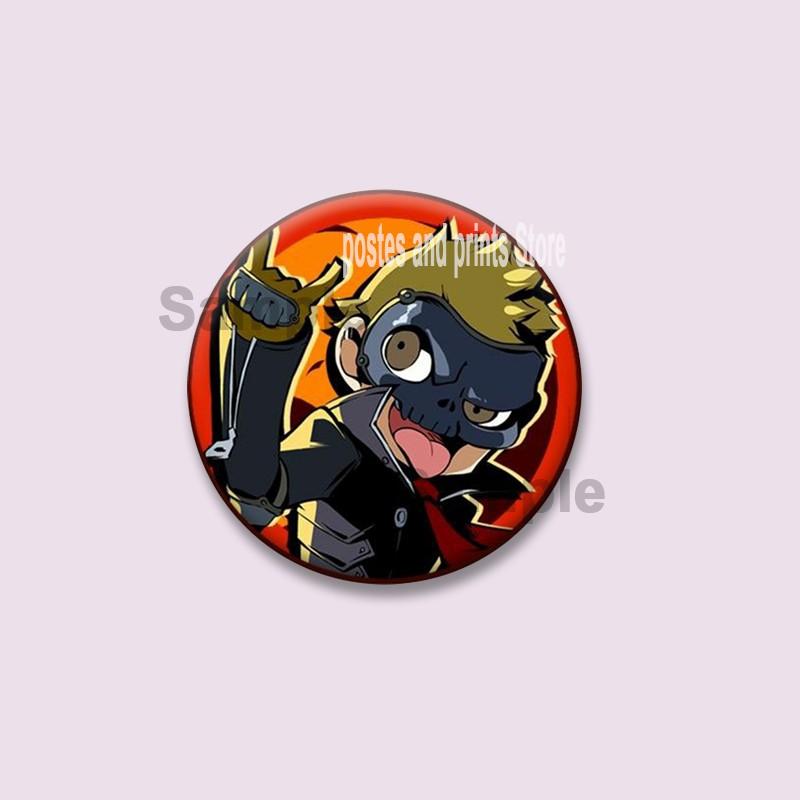 Spiel P-Persona 5 Runde Anstecker Ann Takamaki Ren Amamiya Knopfleisten Tasche Kleidung Dekorationen Brosche Sammlerstücke Schmuck Geschenke